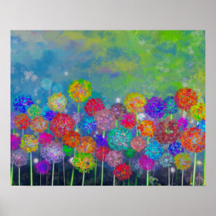 Poster campo abstrato impressionista das flores canvas pr