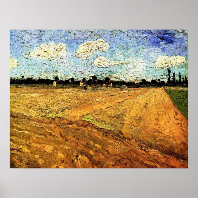 Poster Campo Arado (os Sulcos) por Vincent van Gogh (Frente)