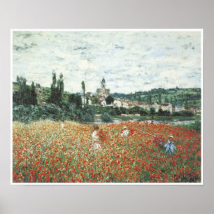 Pôster Campo da papoila perto de Vetheuil, 1879