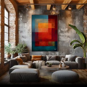 Poster Campo de Cor Abstrato Moderno Aurora Esmeralda Par