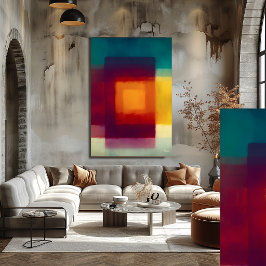 Poster Campo de Cor Âmbar Carmesim Arte Abstrata Moderna