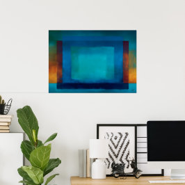Poster Campo de Cor Azul Celestial Zen