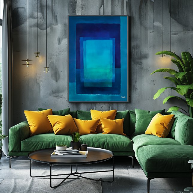 Poster Campo de Cor Azul Profunda Arte Moderna Abstrata (Criador carregado)