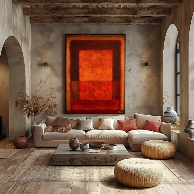 Poster Campo de Cor de Brasa Abstracta Arte Moderna (Criador carregado)