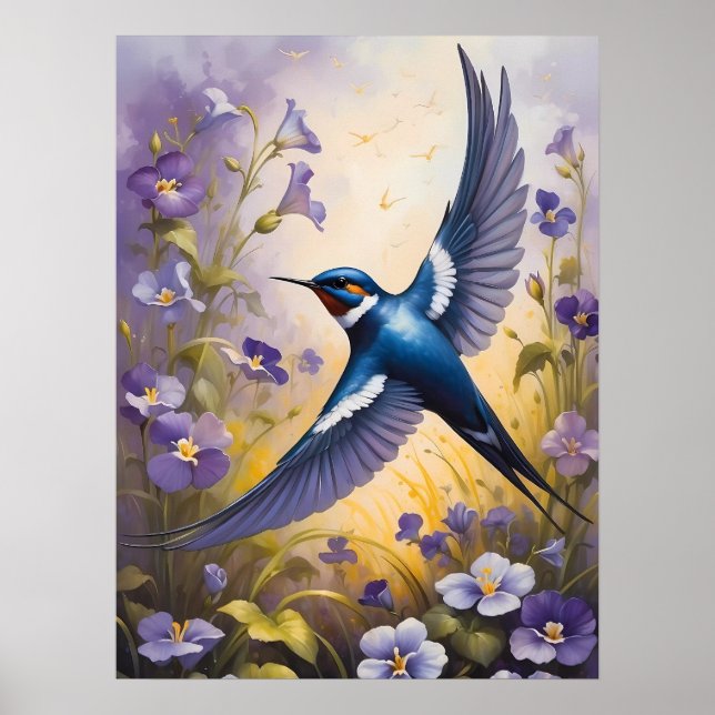 Poster Campo de Engorda Voadora de Flores Violetas (Frente)