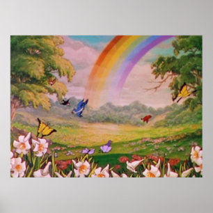 Poster campo de flores de colheita estética