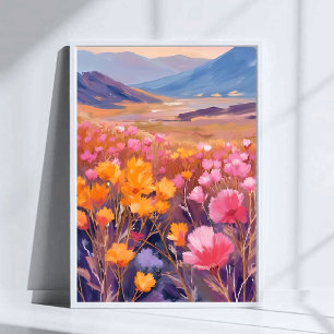 Poster Campo de Flores Silvestres Pintura de Paisagem F