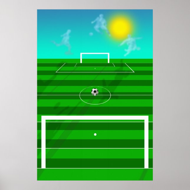 Poster Campo de futebol e campo de futebol de nuvens (Frente)