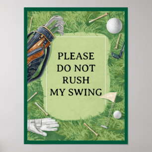 Poster Campo de golfe com seu próprio texto no verde para