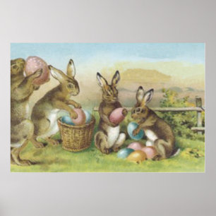 Poster Campo De Ovos Pintados De Coelho Da Páscoa