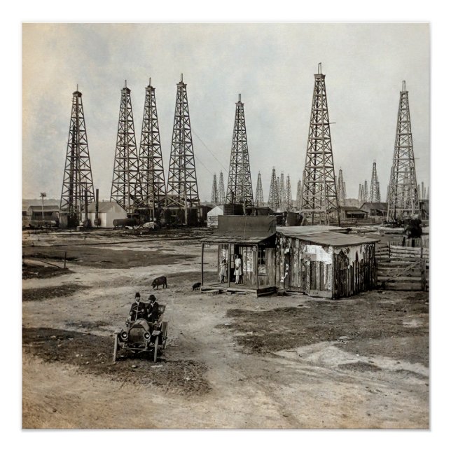Pôster Campo de petróleo Spindletop - Texas 1902 (Frente)