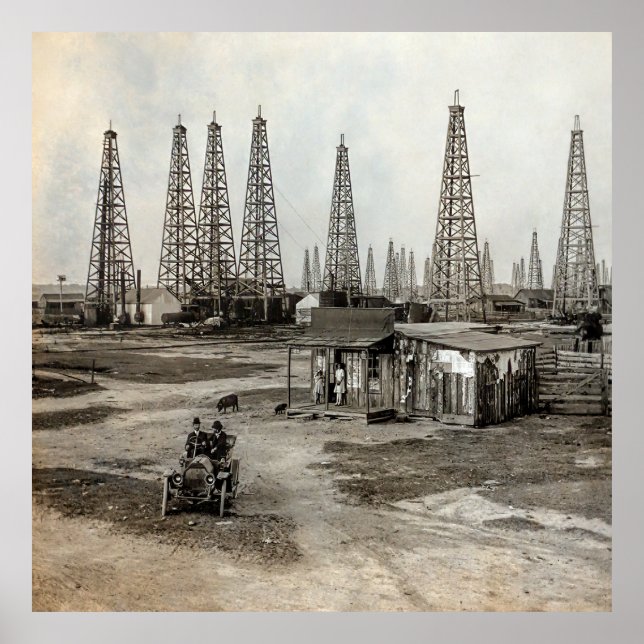 Poster Campo de petróleo Spindletop - Texas 1902 (Frente)
