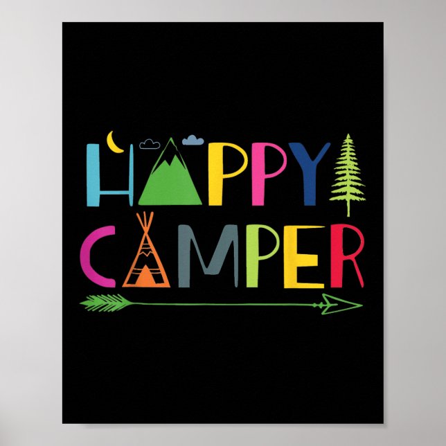 Poster Campo de Seta Feliz de Verão Acampamento Presente  (Frente)