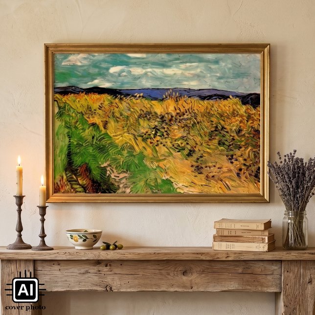 Poster Campo de Trigo com Centáureas por Vincent van Gogh (Wheat Field with Cornflowers by Vincent van Gogh is a vintage fine art post impressionism painting.)