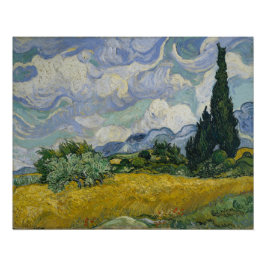Pôster Campo de Trigo com Ciprestes de Van Gogh Arte Famo
