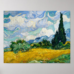 Poster Campo de Trigo com Ciprestes de Vincent Van Gogh