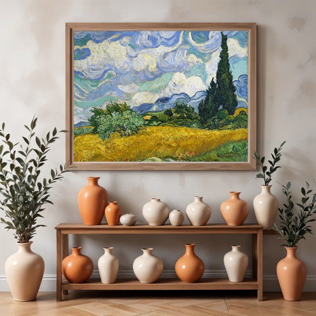 Poster Campo de trigo com ciprestes, Vincent van Gogh (Criador carregado)
