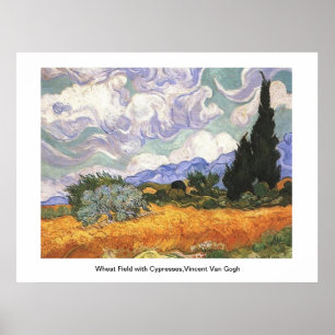 Pôster Campo de trigo com ciprestes, Vincent Van Gogh
