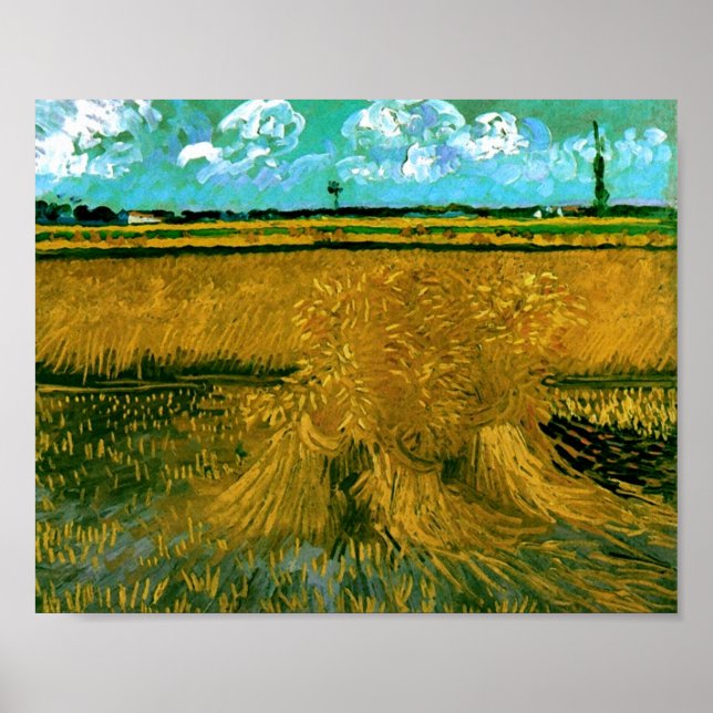 Poster Campo de trigo com Sheaves Van Gogh de Belas Artes (Frente)