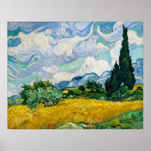 Poster Campo de trigo de Van Gogh com ciprestes
