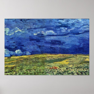 Poster Campo de trigo sob o céu nublado por Vincent van