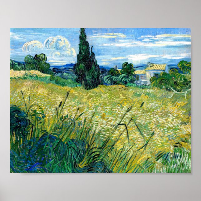 Poster Campo de trigo verde com Cypress (1889) Van Gogh A (Frente)
