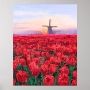 Poster Campo de Tulipas - Paisagem - Primavera nos Países
