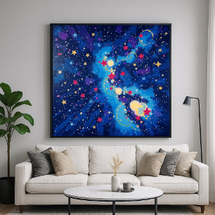 Poster Campo Estelar - Estilo de Ilustração de Formas Geo