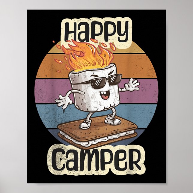Poster Campo Feliz de Marshmallow Meninas Cute Camp (Frente)