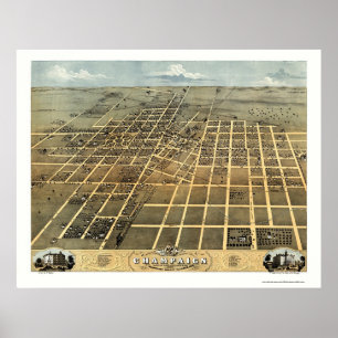Pôster Campo, mapa panorâmico do IL - 1869