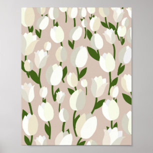 Poster Campo Tulip 02 bege E Branco