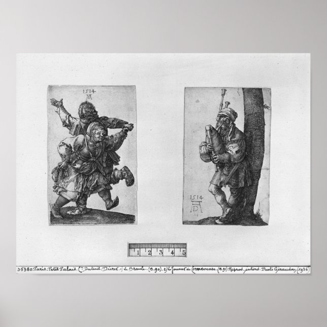 Poster Camponeses dançantes e Bagpipe Player, 1514 (Frente)