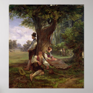 Poster Camponeses que têm um Siesta, 1841