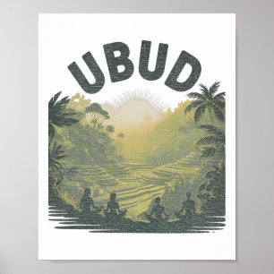 Poster Campos de Arroz da Selva de Ubud Li Meditação Yoga