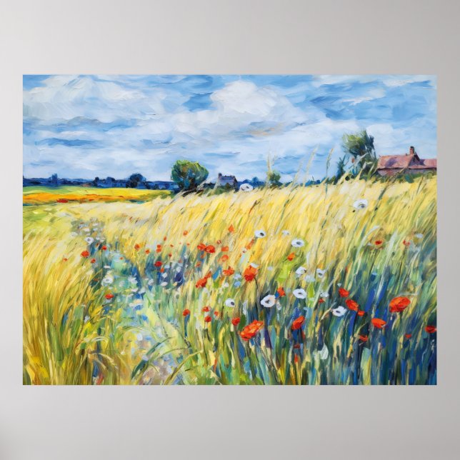 Poster Campos de flor selvagem pelo rio Havel (Frente)