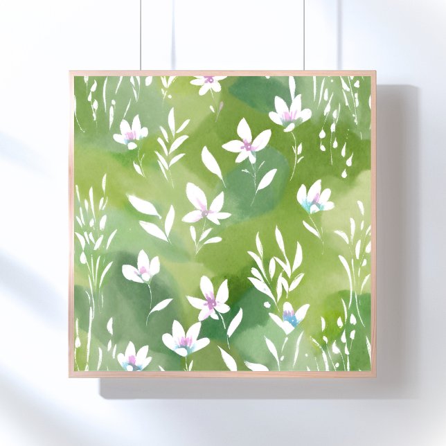 Poster Campos de Flores Brancas | Floral Elegante de Prim (Criador carregado)