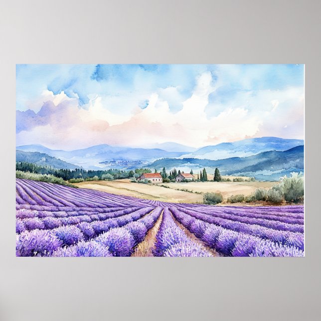 Poster Campos de lavanda lindos (Frente)