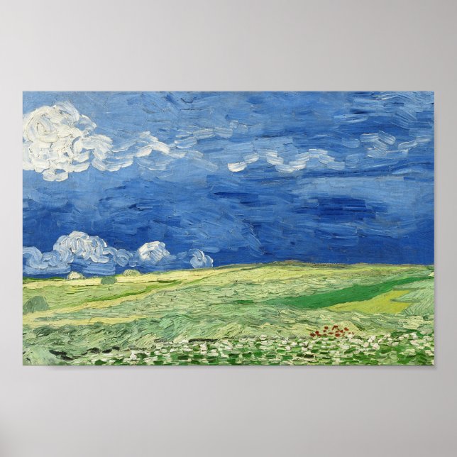 Poster Campos De Rodas Sob Thunderclouds - Van Gough (Frente)