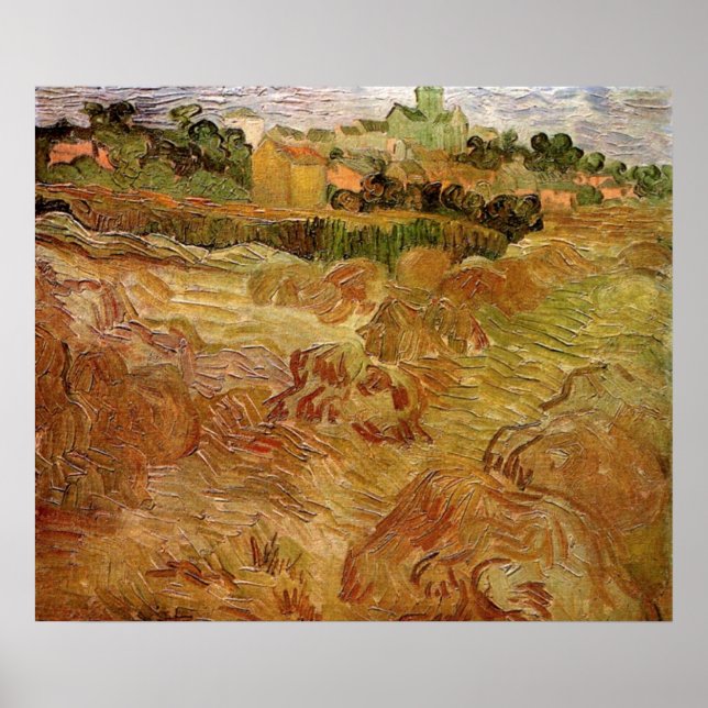 Poster Campos de Trigo com Auvers de Vincent van Gogh (Frente)