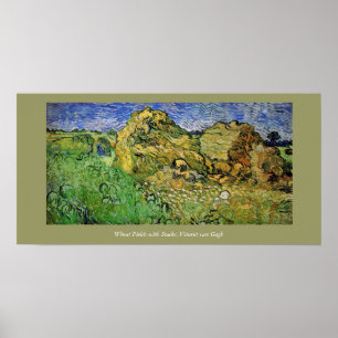 Pôster Campos de trigo com pilhas, Vincent van Gogh