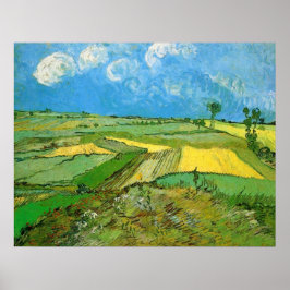 Poster Campos de trigo Van Gogh em Auvers sob céu nublado