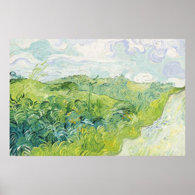 Poster Campos de Trigo Verde, Auvers (1890) por Vincent V (Frente)