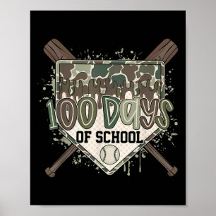 Poster Camuflagem 100 Dias De Escola Beisebol Placa De Ca