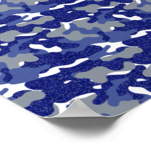 Poster Camuflagem Azul Brilhante Brilho Camo Exército Sol