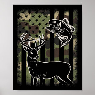 Poster Camuflagem Bandeira Americana Pesca Caça De