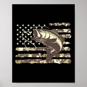 Poster Camuflagem Bandeira Dos EUA Byss Peixe Camisa Lega