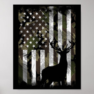 Poster Camuflagem Bandeira EUA Veado Alce Camuflagem Caça