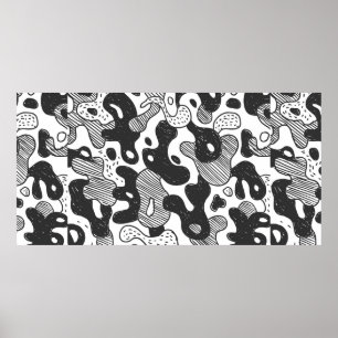Poster camuflagem de estilo abstrato, preto