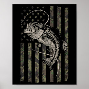 Poster Camuflagem de pesca Bandeira Americana B Peixe (de
