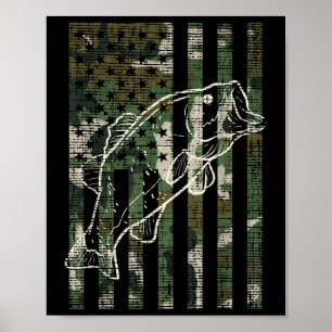 Poster Camuflagem de pesca bandeira dos EUA peixe B patri